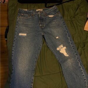 Distressed Blue Jeans